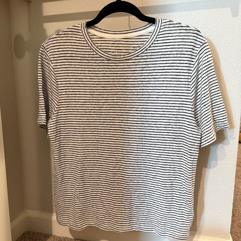 a new day Black and White Striped Short Sleeve Tee